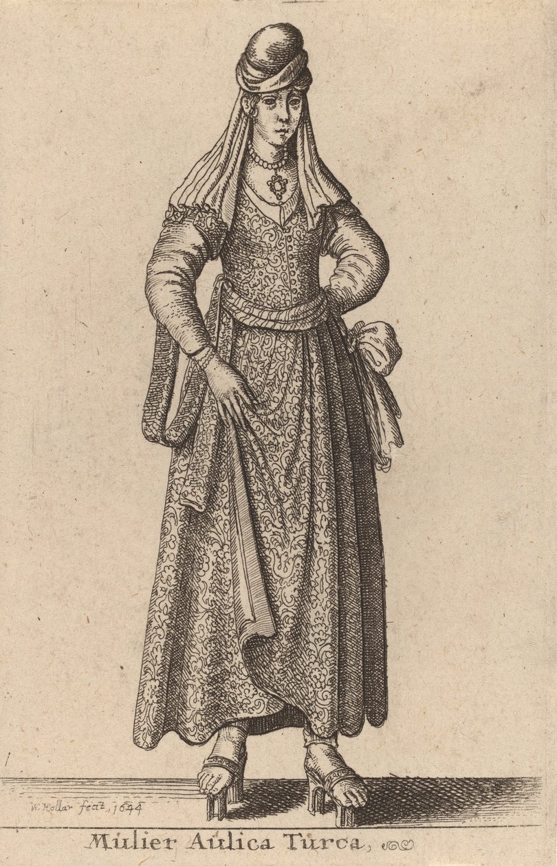 एक तुर्की कोर्ट वुमन, 1644। द्वारा Wenceslaus Hollar