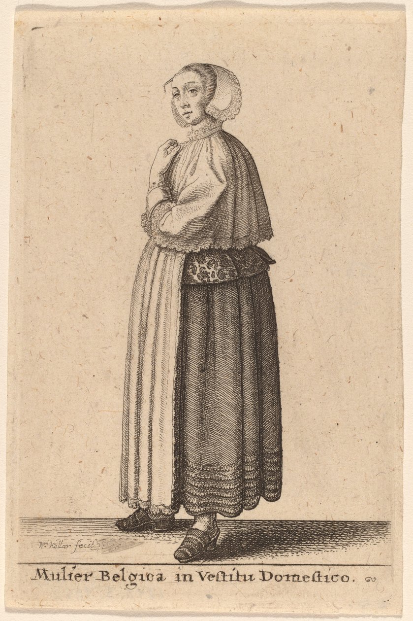 घरेलू पोशाक में बेल्जियम महिला द्वारा Wenceslaus Hollar