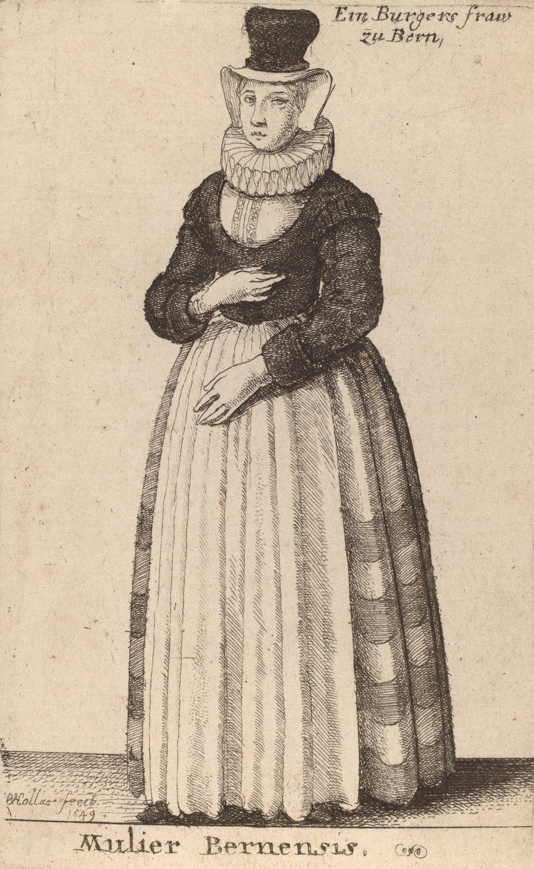 बर्नीज़ महिला, 1649। द्वारा Wenceslaus Hollar