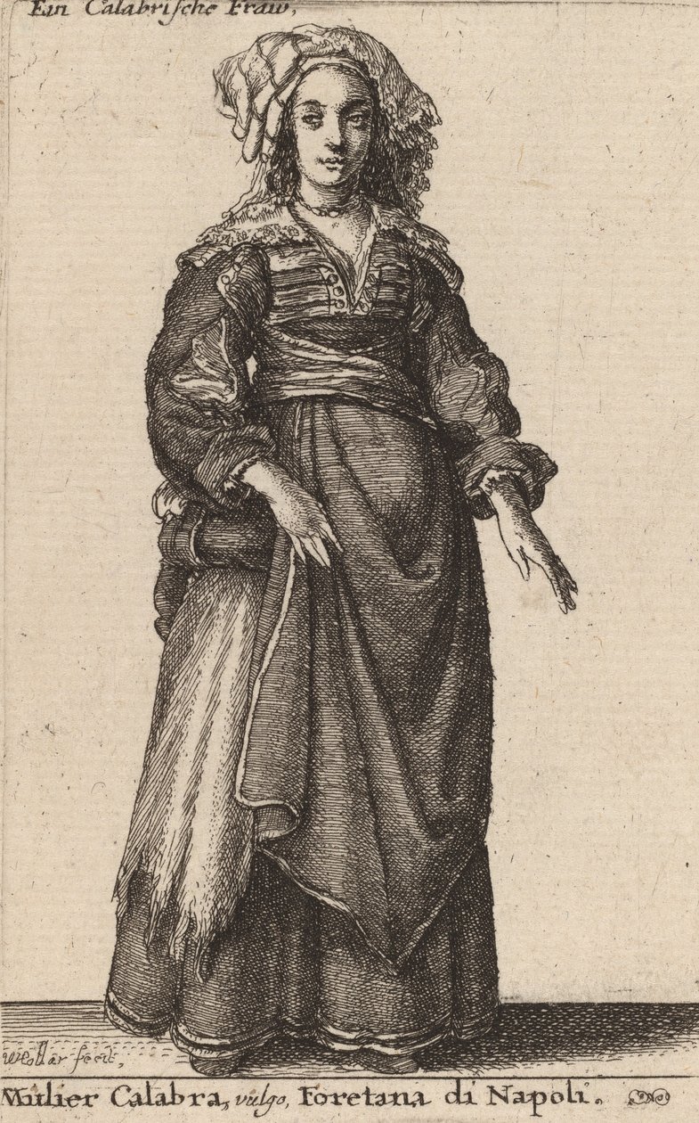 मुलियर कैलाब्रा, वल्गो, नेपल्स का फोरटाना। द्वारा Wenceslaus Hollar