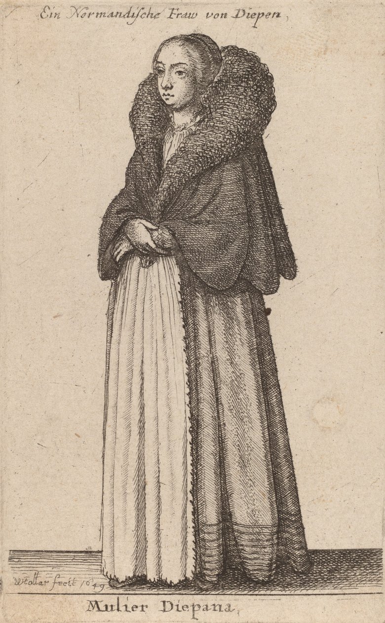 दीपाना महिला, 1649। द्वारा Wenceslaus Hollar