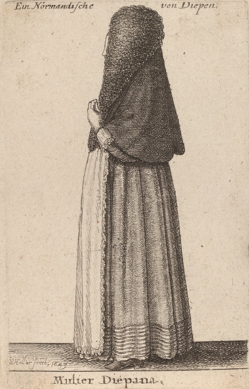 दीपाना महिला, 1649। द्वारा Wenceslaus Hollar