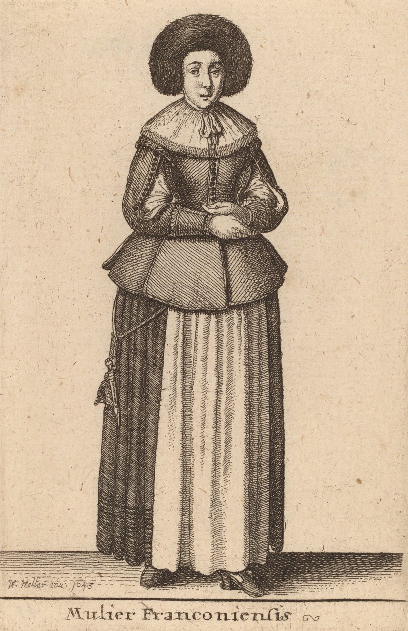 एक फ्रेंकोनियन महिला, 1643। द्वारा Wenceslaus Hollar