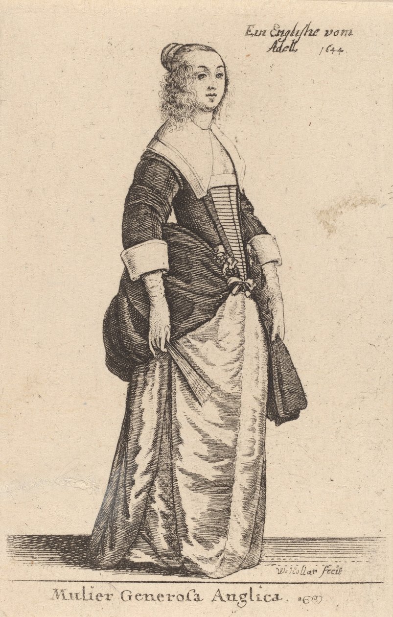 एक उदार अंग्रेजी महिला, 1644। द्वारा Wenceslaus Hollar