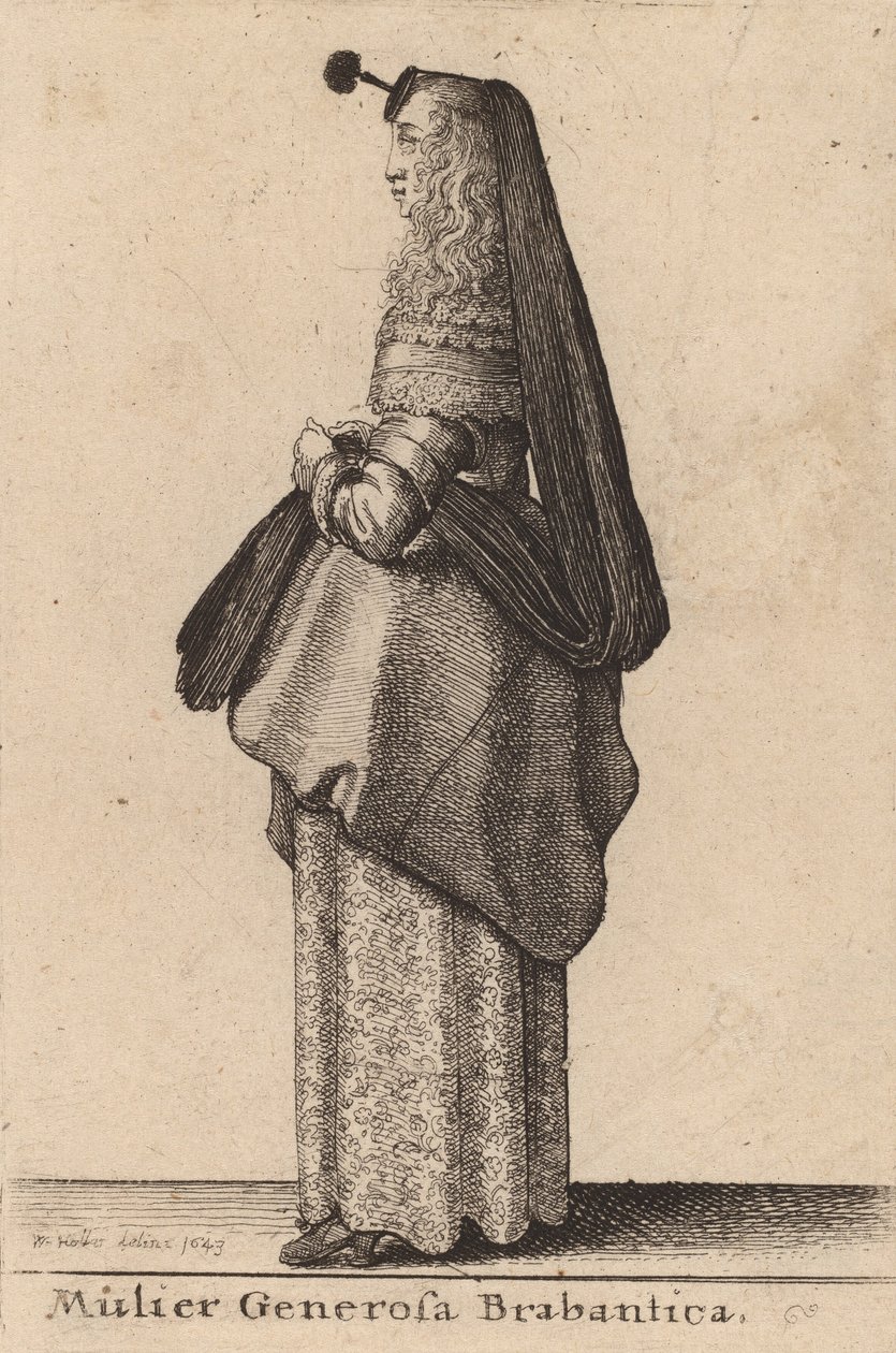ब्रेबेंट की उदार महिला, 1643। द्वारा Wenceslaus Hollar