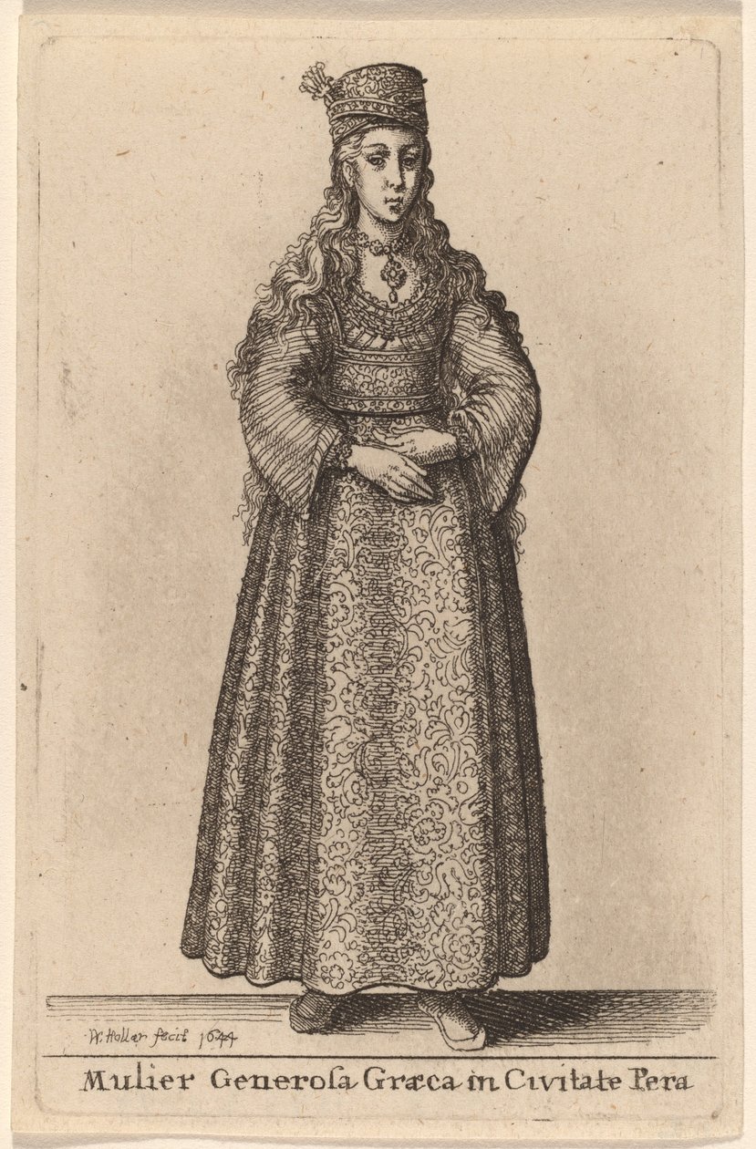 पेरा शहर में एक उदार यूनानी महिला द्वारा Wenceslaus Hollar