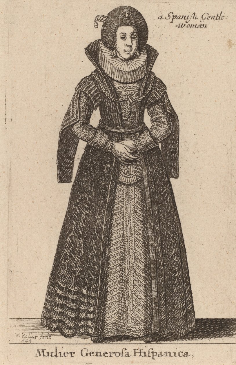 एक स्पेनिश उदार महिला, 1644। द्वारा Wenceslaus Hollar