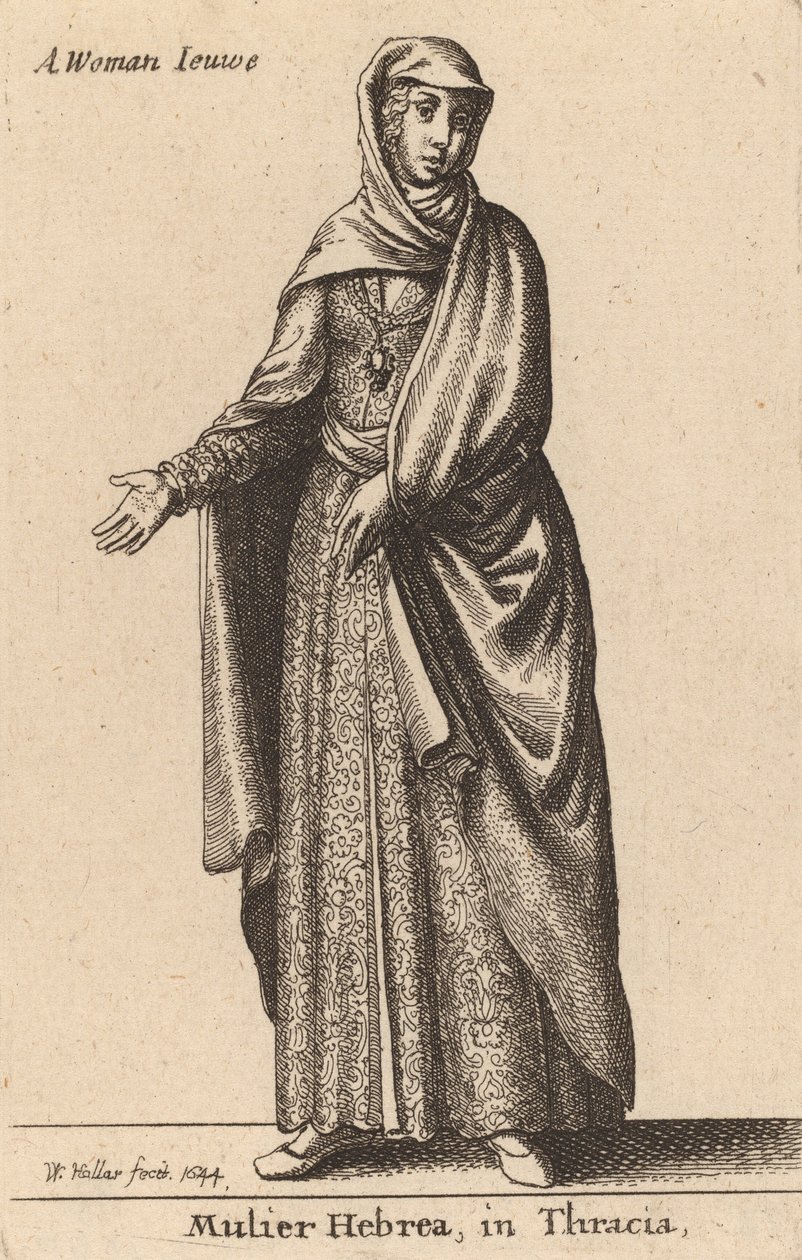 1644 में थ्रेस में एक हिब्रू महिला। द्वारा Wenceslaus Hollar