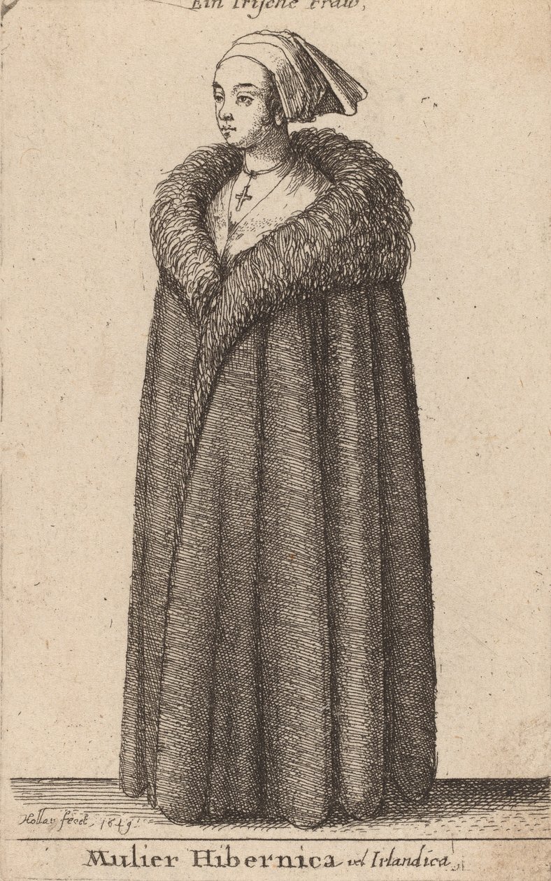 एक आयरिश या आयरिश महिला, 1649। द्वारा Wenceslaus Hollar