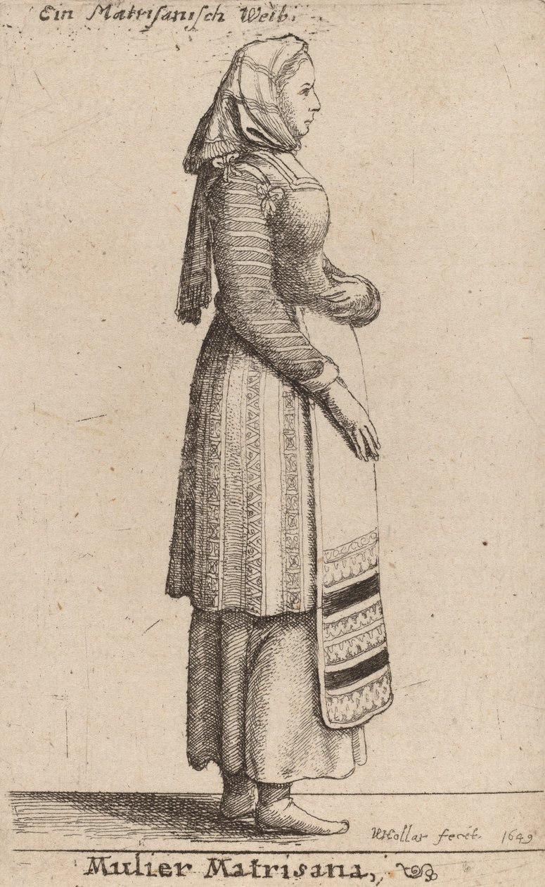 मैट्रिसाना महिला, 1649। द्वारा Wenceslaus Hollar