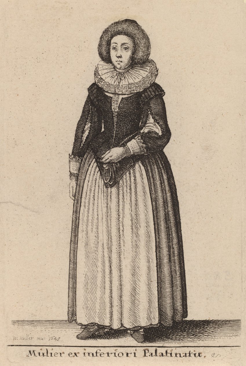अवर पैलैनेटस की एक महिला, 1643। द्वारा Wenceslaus Hollar
