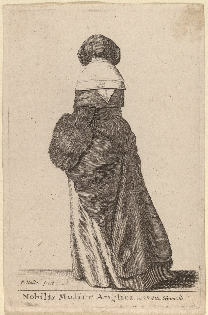 एक कुलीन अंग्रेज़ महिला, शीतकालीन पोशाक में द्वारा Wenceslaus Hollar