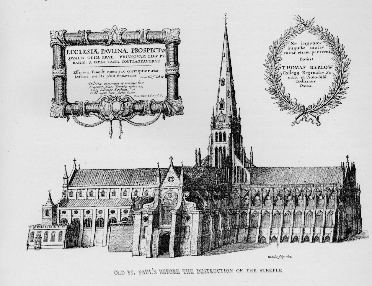 स्टीपल के विनाश से पहले ओल्ड सेंट पॉल कैथेड्रल, 1657 1904 द्वारा Wenceslaus Hollar