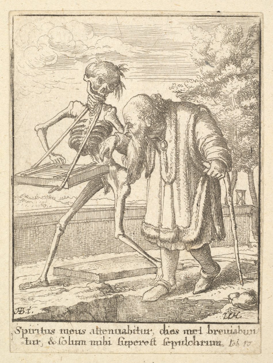 ओल्ड मैन, डांस ऑफ़ डेथ से, 1651। द्वारा Wenceslaus Hollar