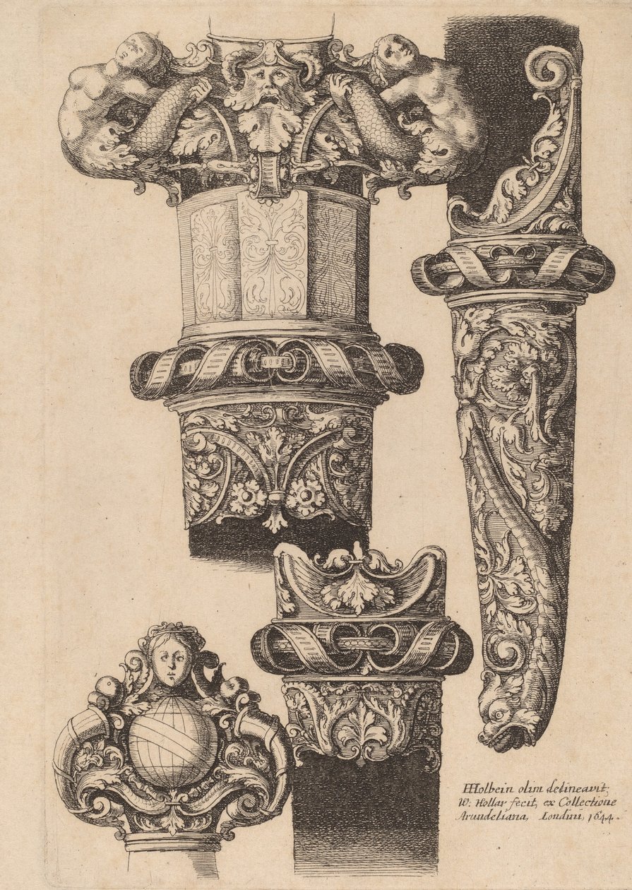 एक डैगर और स्कैबर्ड के लिए अलंकरण, 1644। द्वारा Wenceslaus Hollar