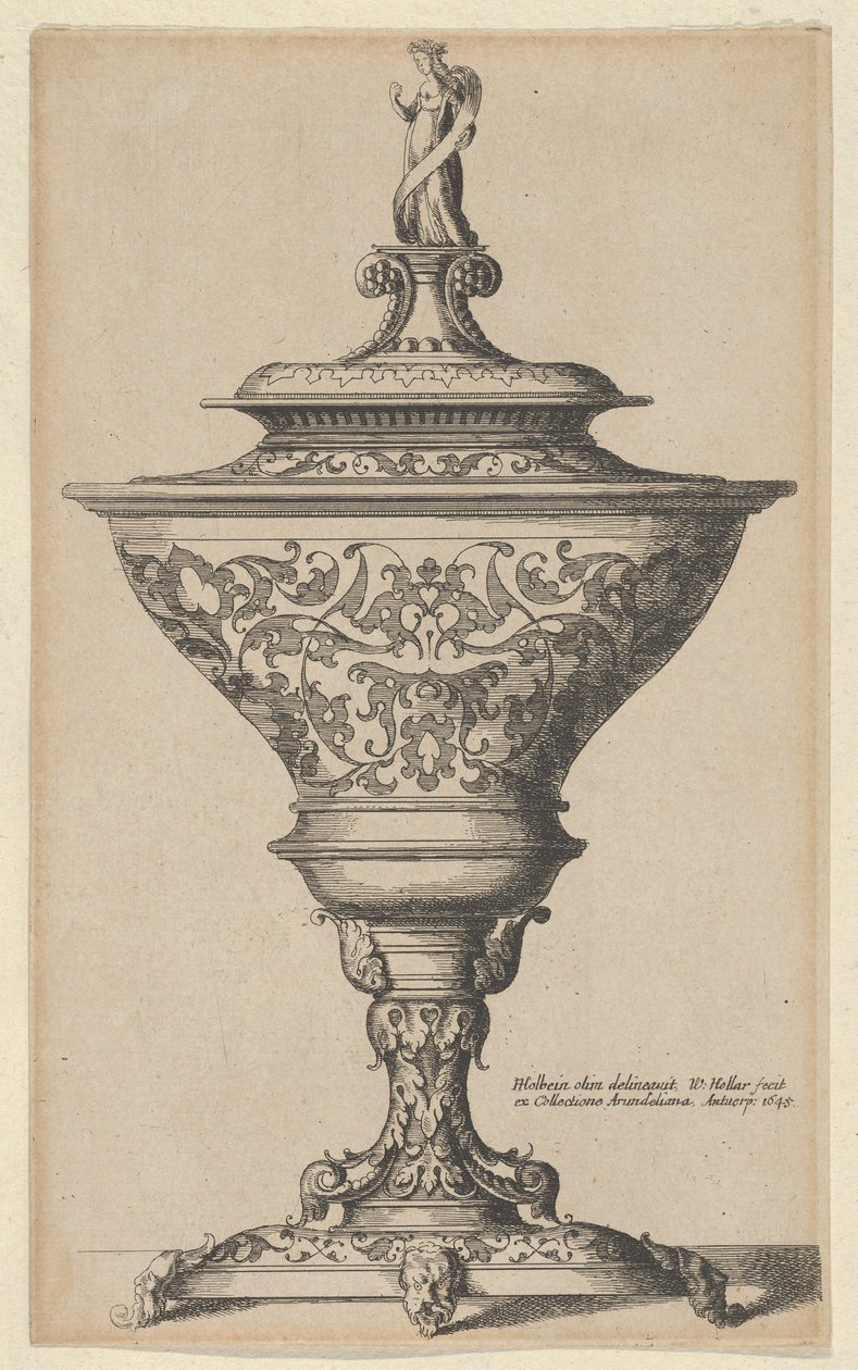 मुखौटों के पैरों पर अलंकृत प्याला, 1645।, 1645। द्वारा Wenceslaus Hollar