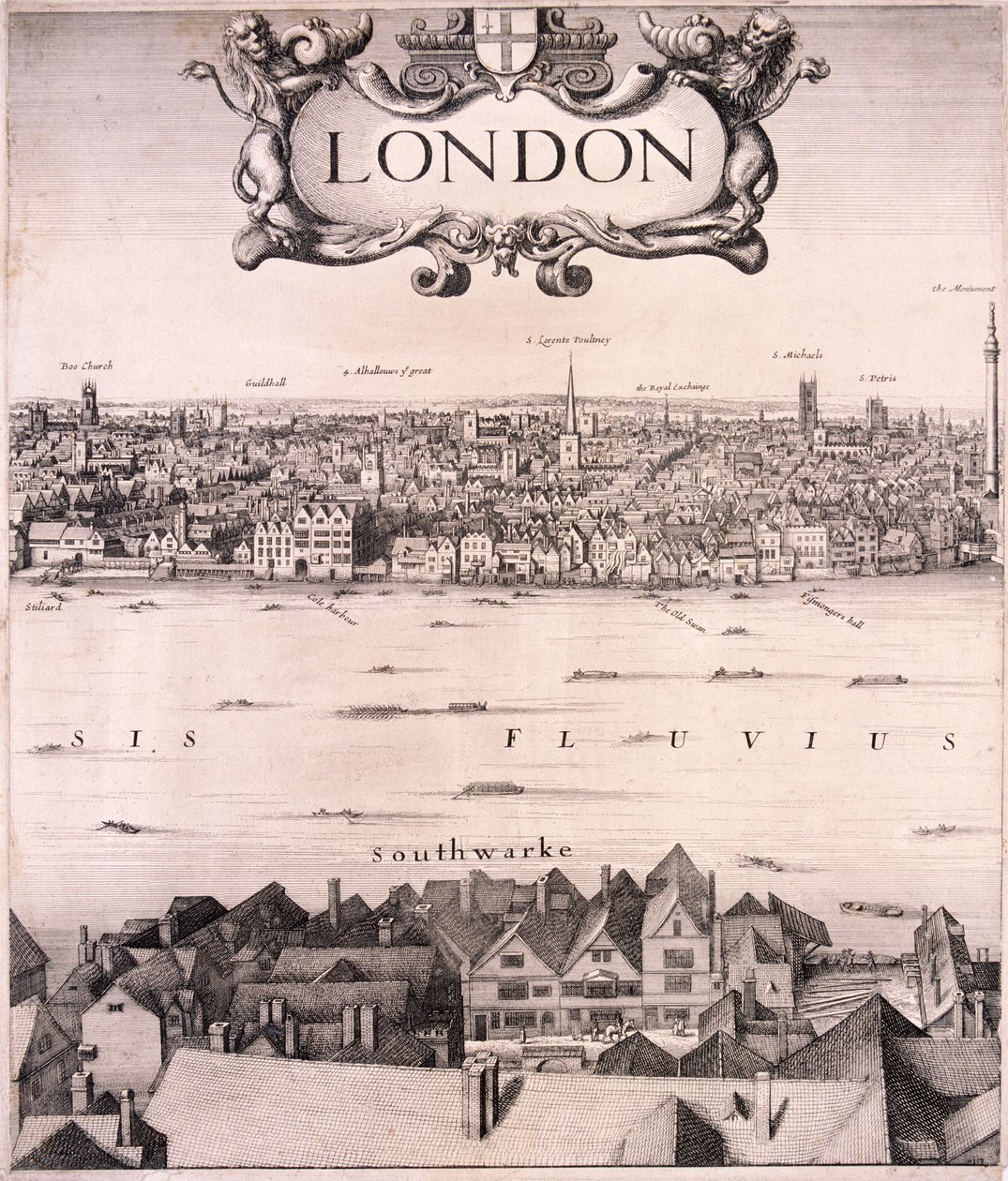लंदन का विहंगम दृश्य, c1670 द्वारा Wenceslaus Hollar