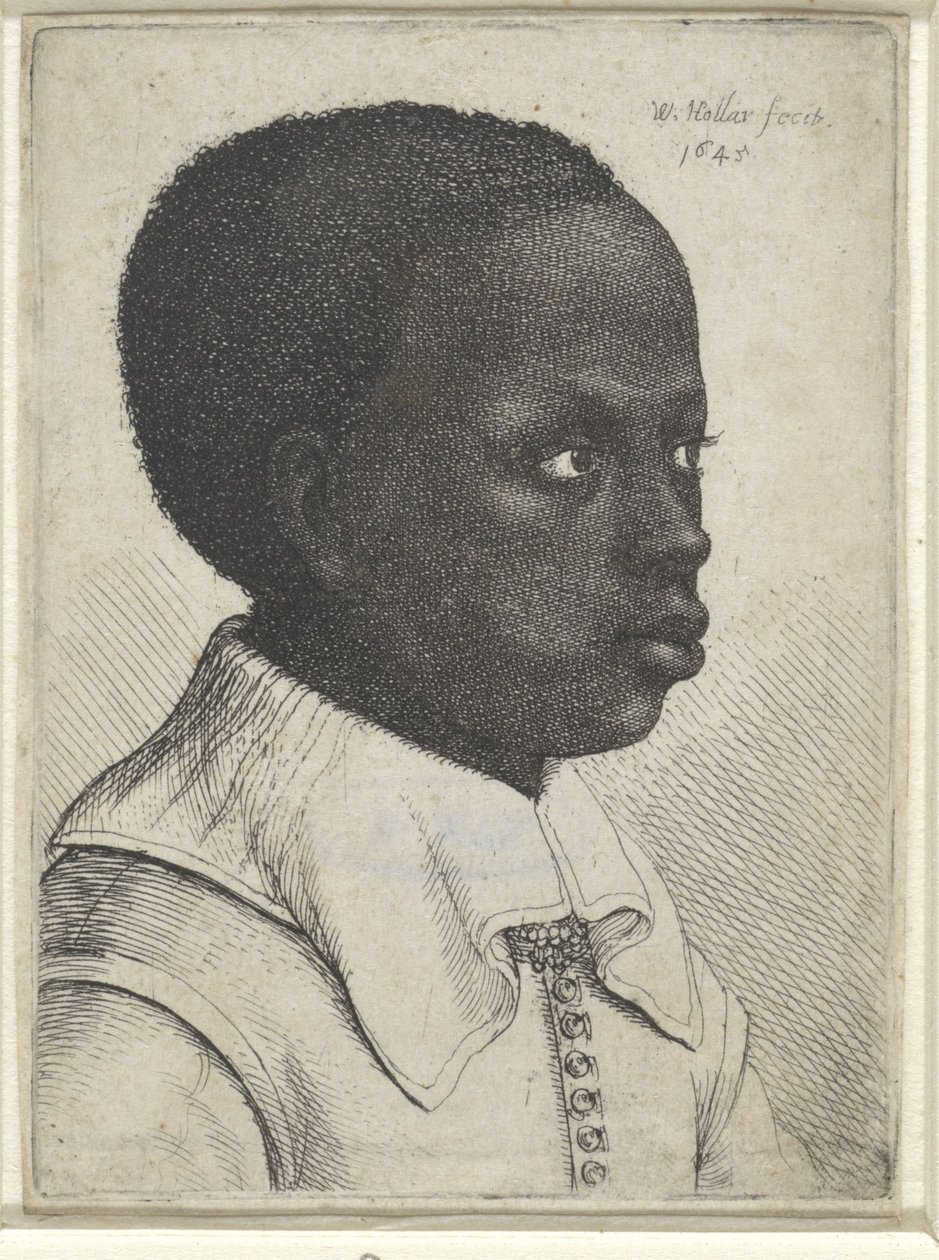 एक काले लड़के का चित्रण, 1645 द्वारा Wenceslaus Hollar