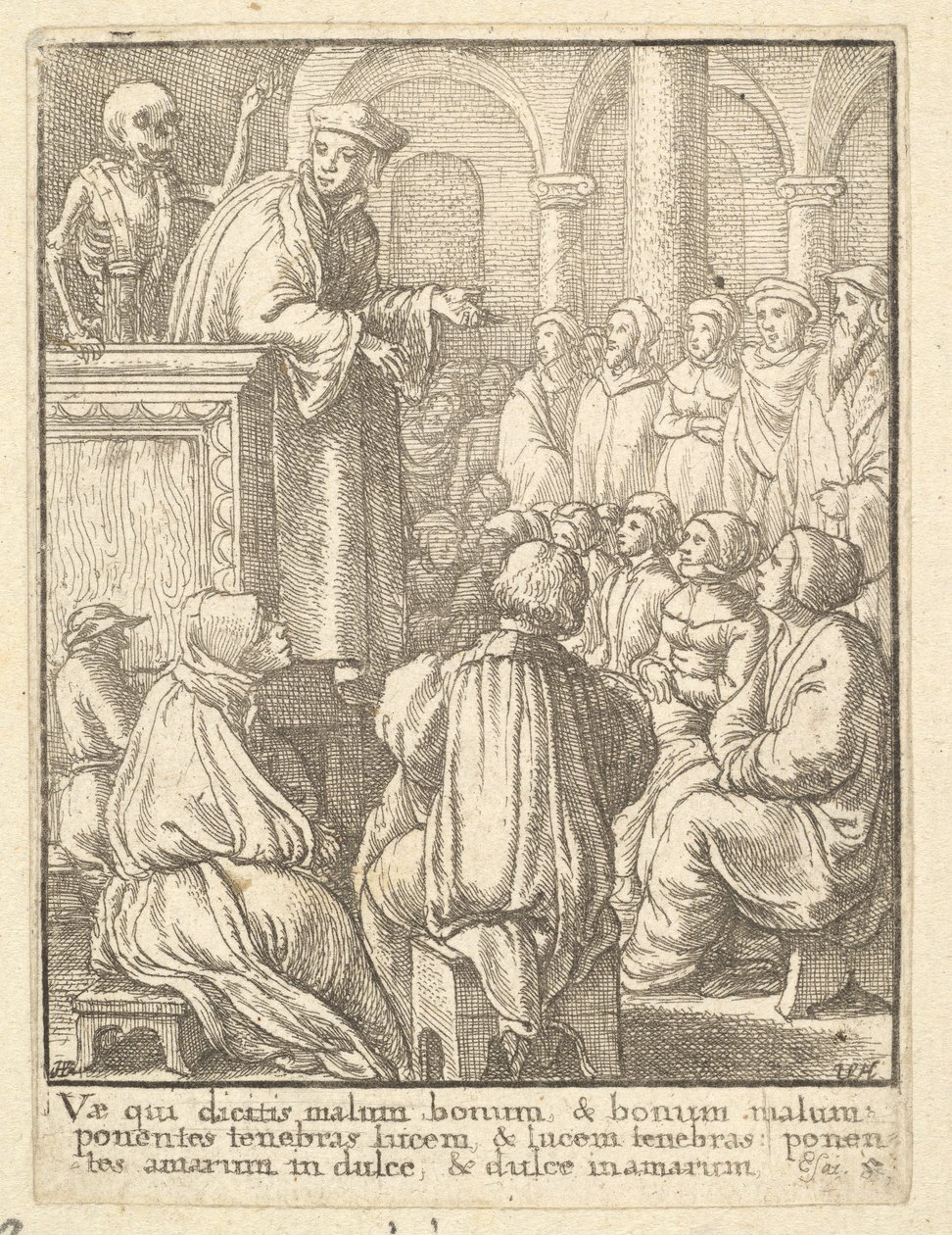 प्रीचर, डांस ऑफ़ डेथ, 1651 से। द्वारा Wenceslaus Hollar