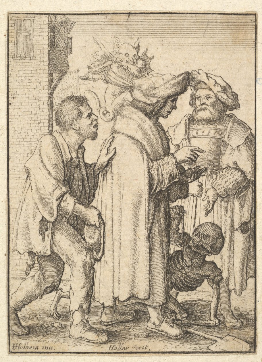 रिच मैन, डांस ऑफ़ डेथ से, 1651। द्वारा Wenceslaus Hollar