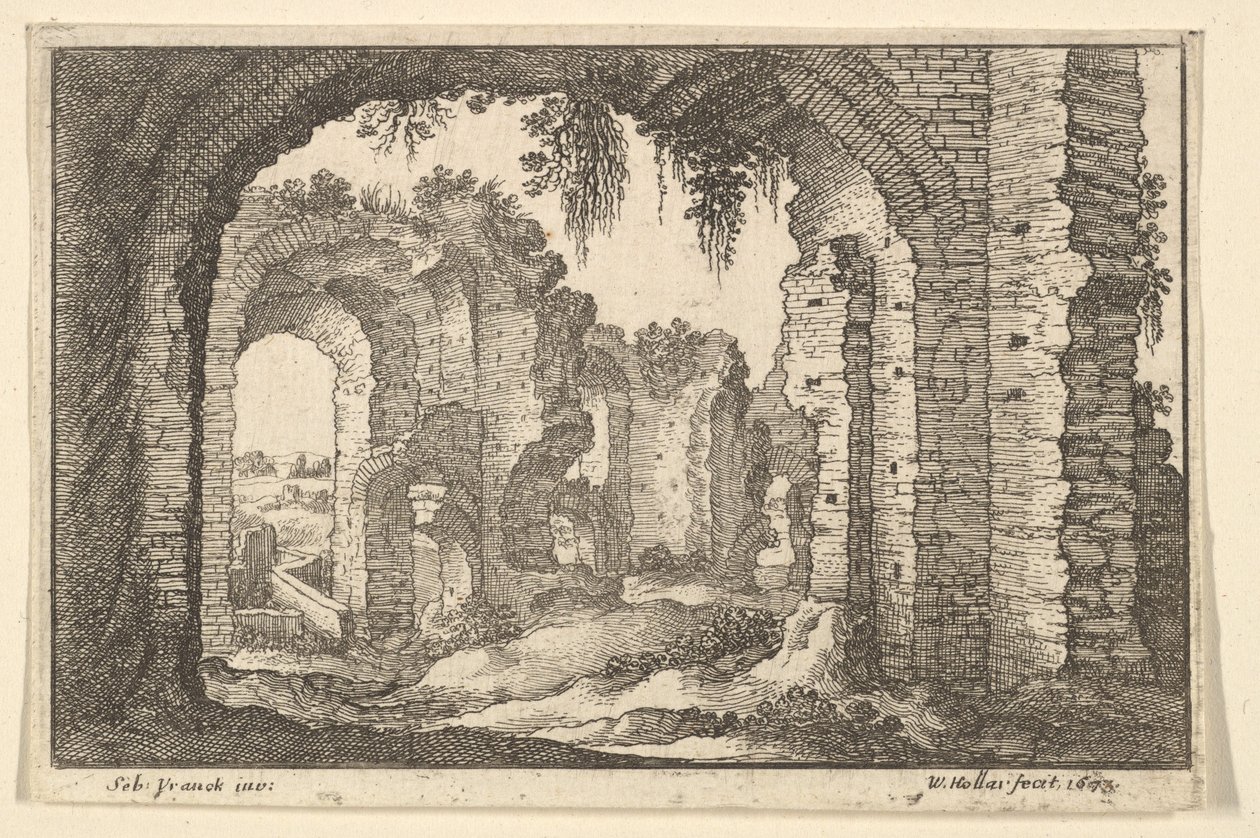 रोमन खंडहर, 1673। द्वारा Wenceslaus Hollar