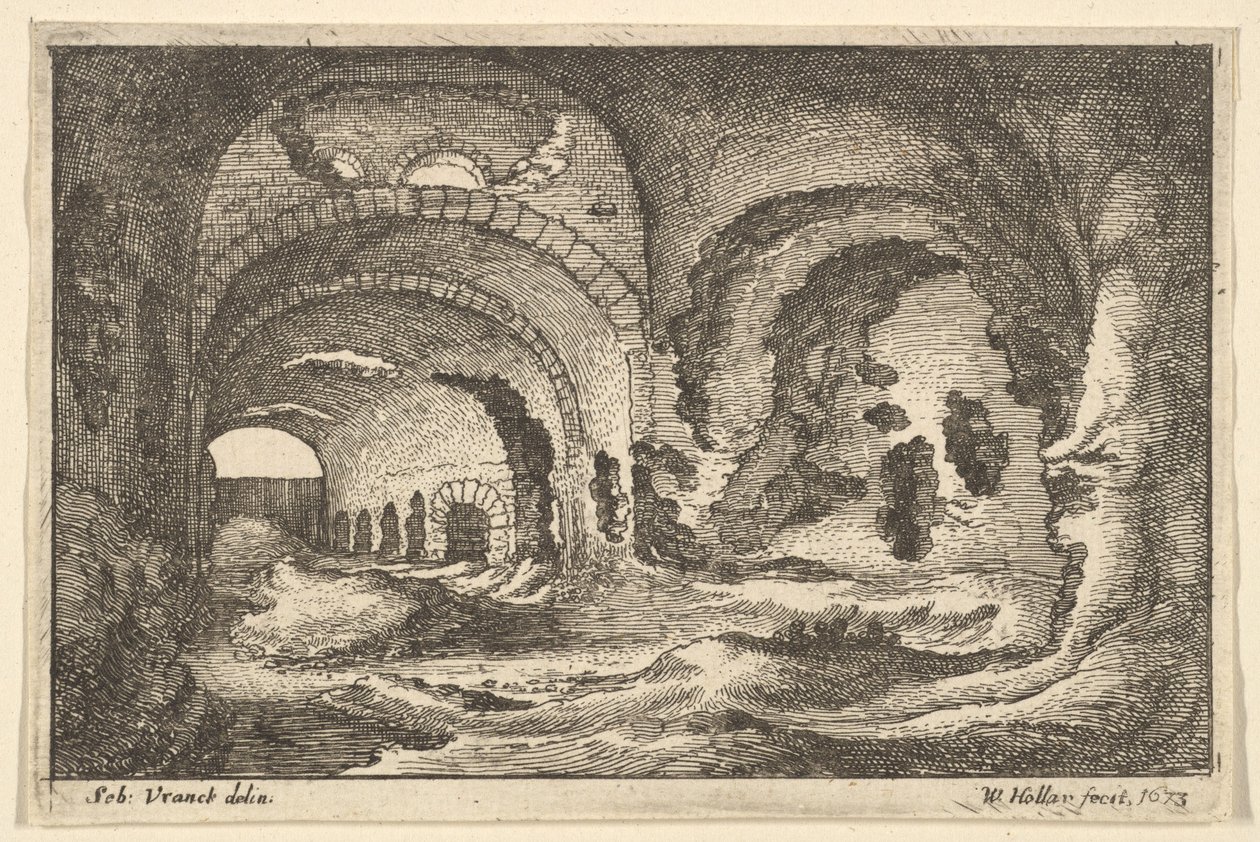 1673 में टिवोली में रोमन रहता है। द्वारा Wenceslaus Hollar