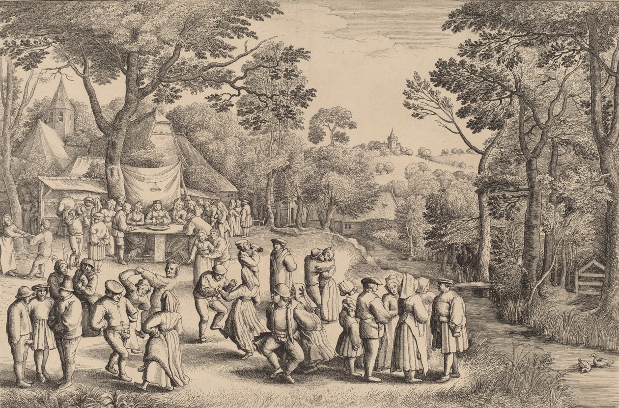 देहाती शादी का नृत्य, 1650। द्वारा Wenceslaus Hollar