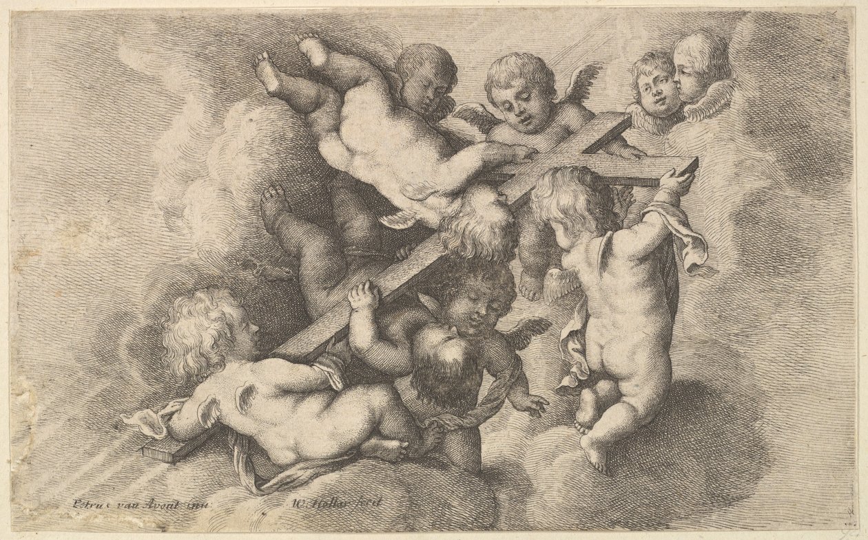 क्रॉस ले जाने वाली सात पुट्टी, 1646। द्वारा Wenceslaus Hollar