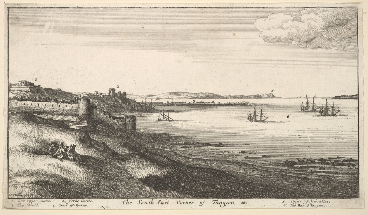 टंगियर के दक्षिण पूर्व कोने, 1669-73। द्वारा Wenceslaus Hollar