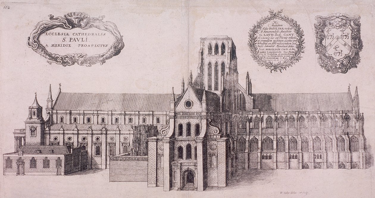 सेंट पॉल कैथेड्रल पुराना, लंदन, 1656 द्वारा Wenceslaus Hollar