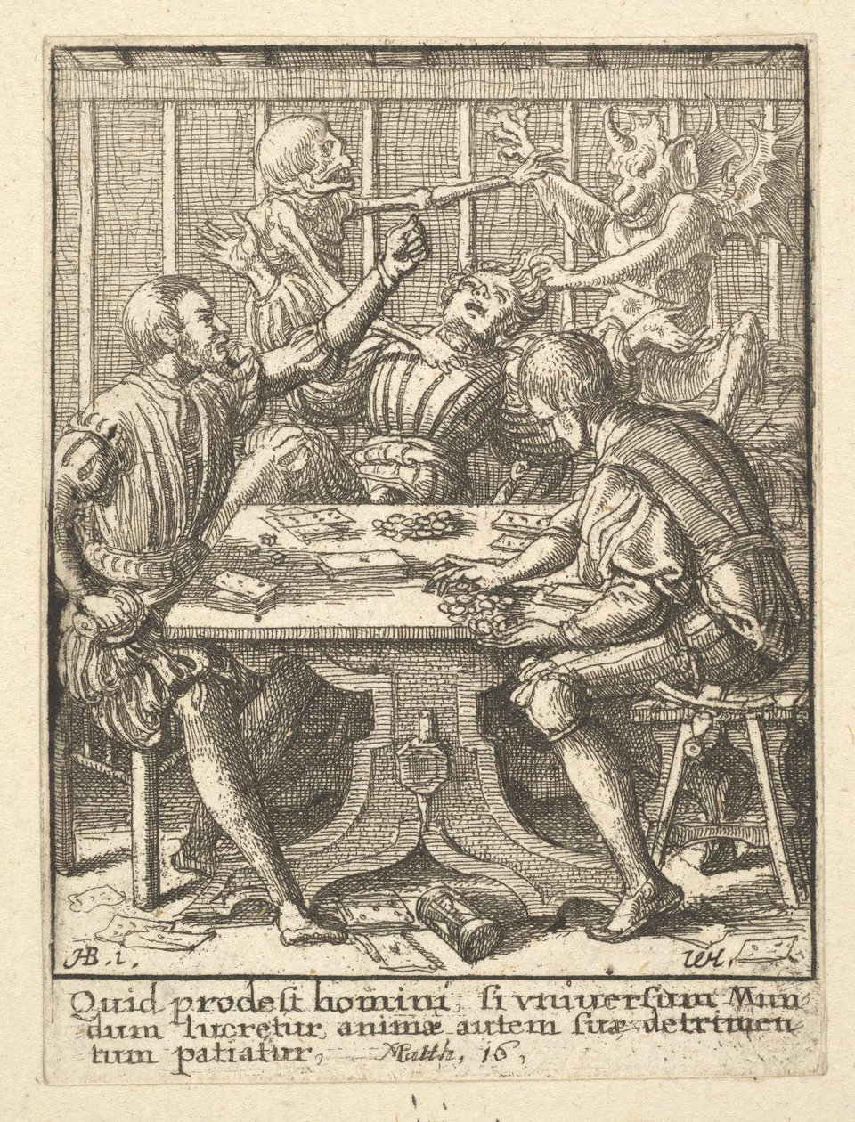 द गैमेस्टर्स, डांस ऑफ़ डेथ, 1651 से। द्वारा Wenceslaus Hollar