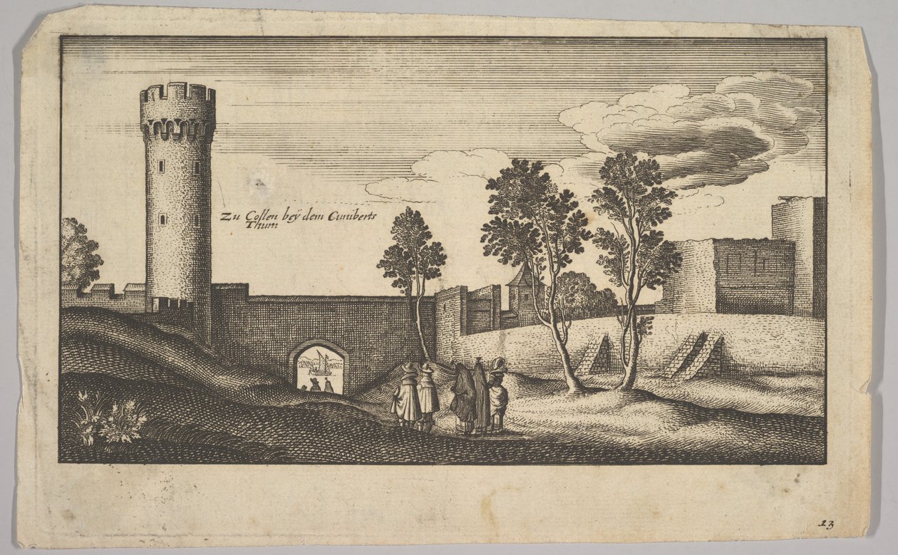 1625-77 को कोलोन कॉपी के पास कुनीबरट टॉवर। द्वारा Wenceslaus Hollar