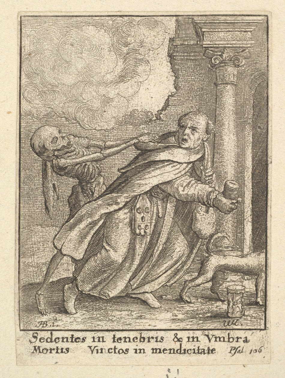 द डांस ऑफ डेथ, 1651 से द मॉन्क। द्वारा Wenceslaus Hollar