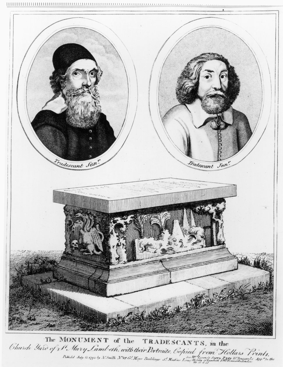 सेंट मैरी लेम्बेथ के चर्च यार्ड में परंपरावादियों का स्मारक, पब। 1793 में द्वारा Wenceslaus Hollar