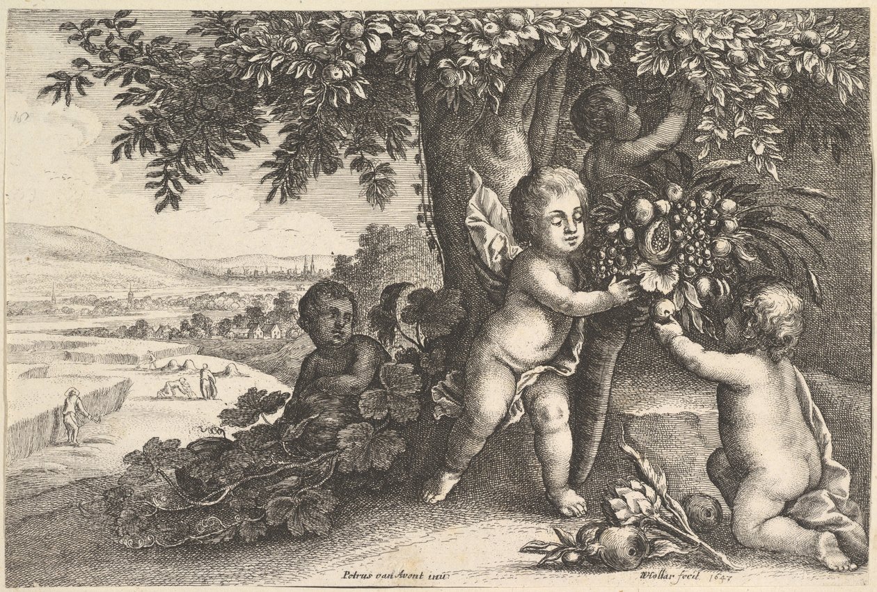 रिवर गॉड एंड द बॉयज़, 1625-77। द्वारा Wenceslaus Hollar