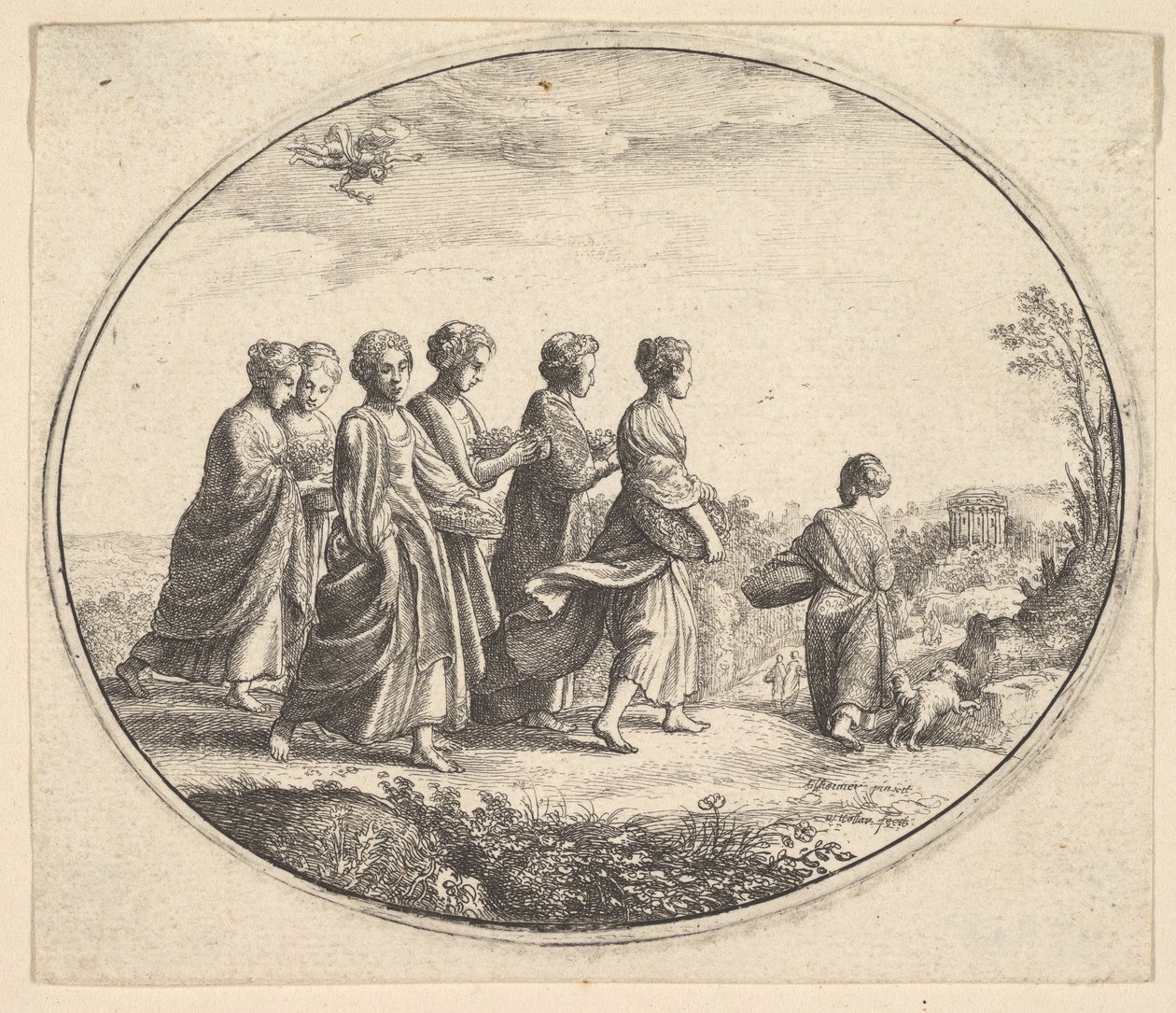 अगलौरा बुध और हर्स की बेटियाँ, कै। 1646। द्वारा Wenceslaus Hollar