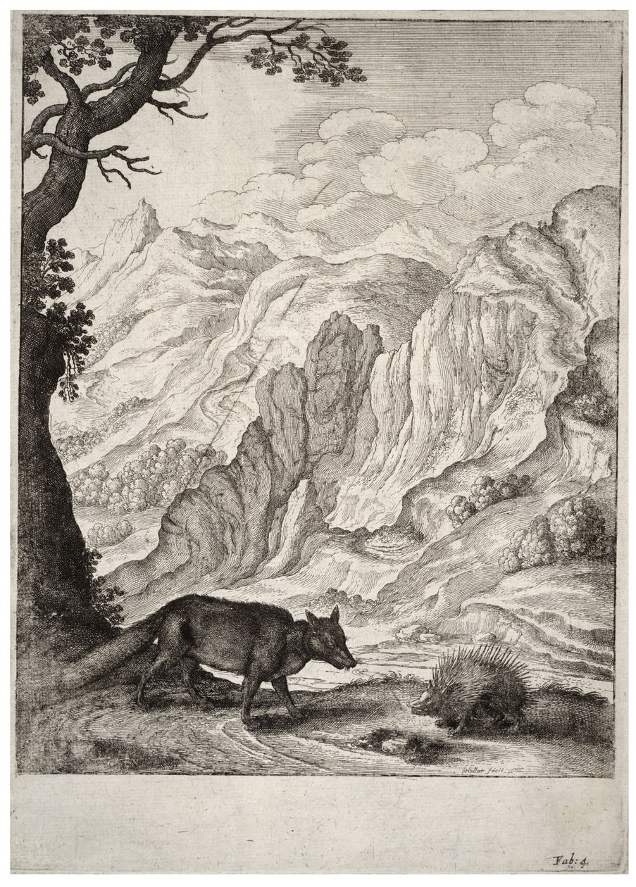 लोमड़ी और साही। राज्य 2 द्वारा Wenceslaus Hollar
