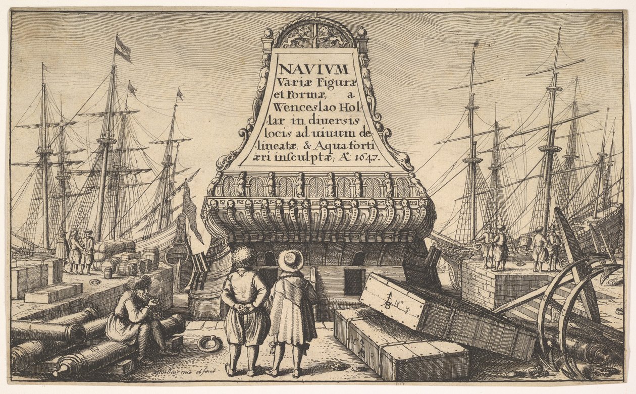शीर्षक पृष्ठ: डच जहाज, १६४ips द्वारा Wenceslaus Hollar