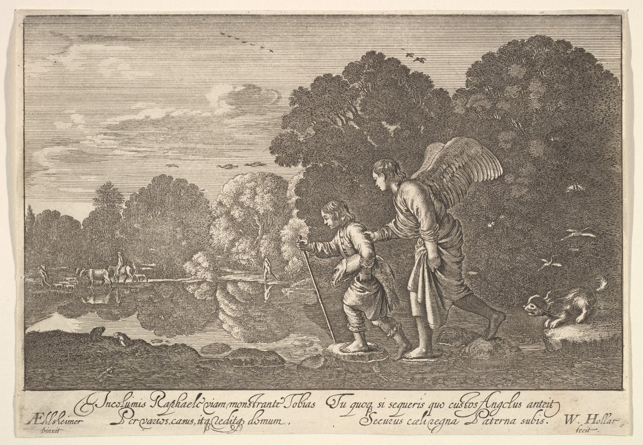 टोबियास और परी, 1644-52। द्वारा Wenceslaus Hollar