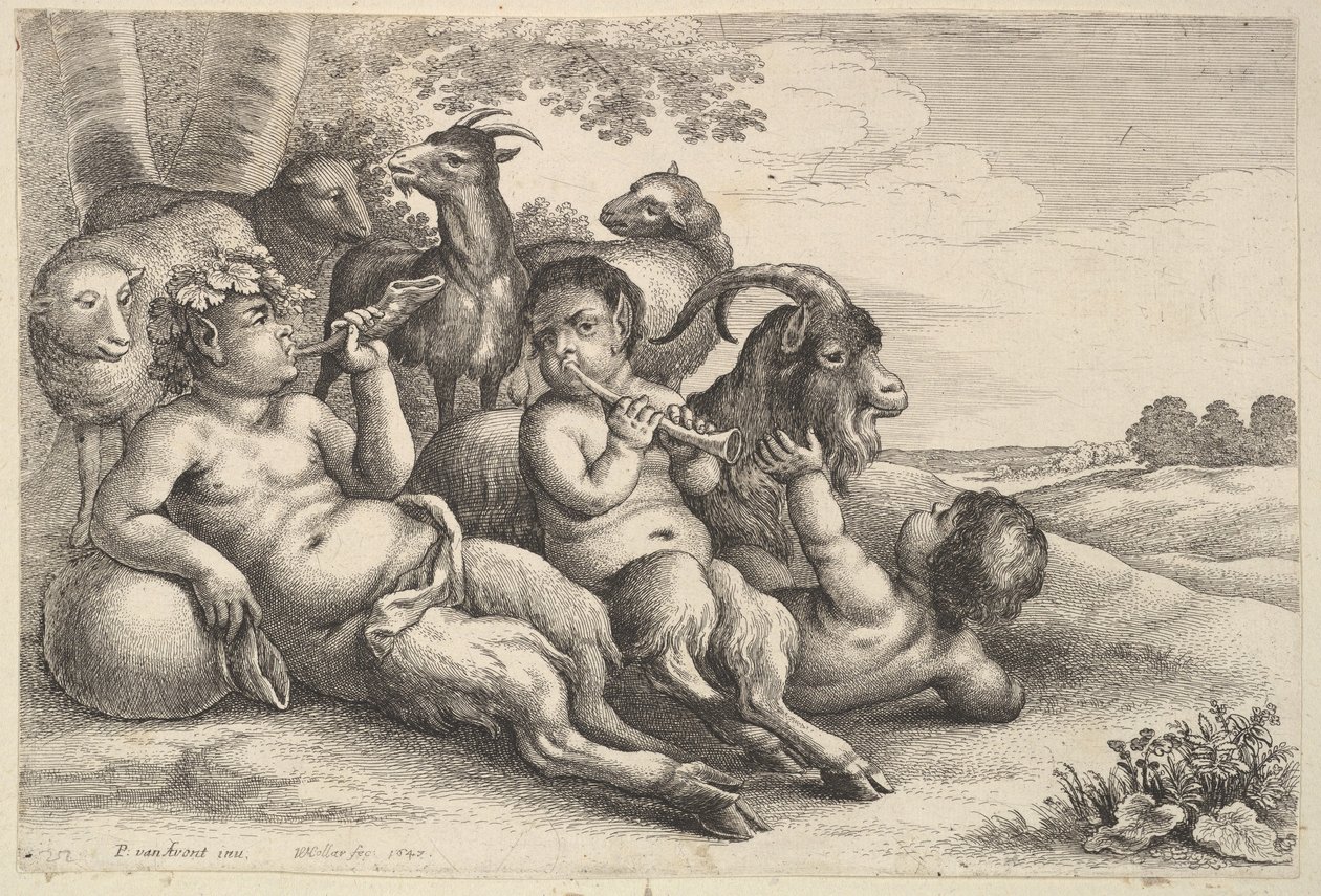 दो युवा व्यंग्यकार और एक लड़का, 1647। द्वारा Wenceslaus Hollar