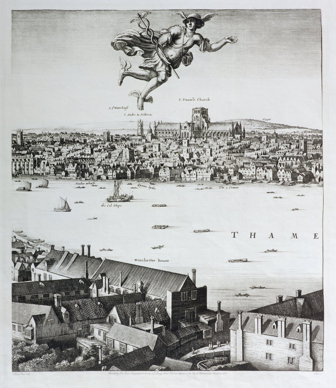 लंदन का दृश्य, 1647 प्रकाशित द्वारा Wenceslaus Hollar