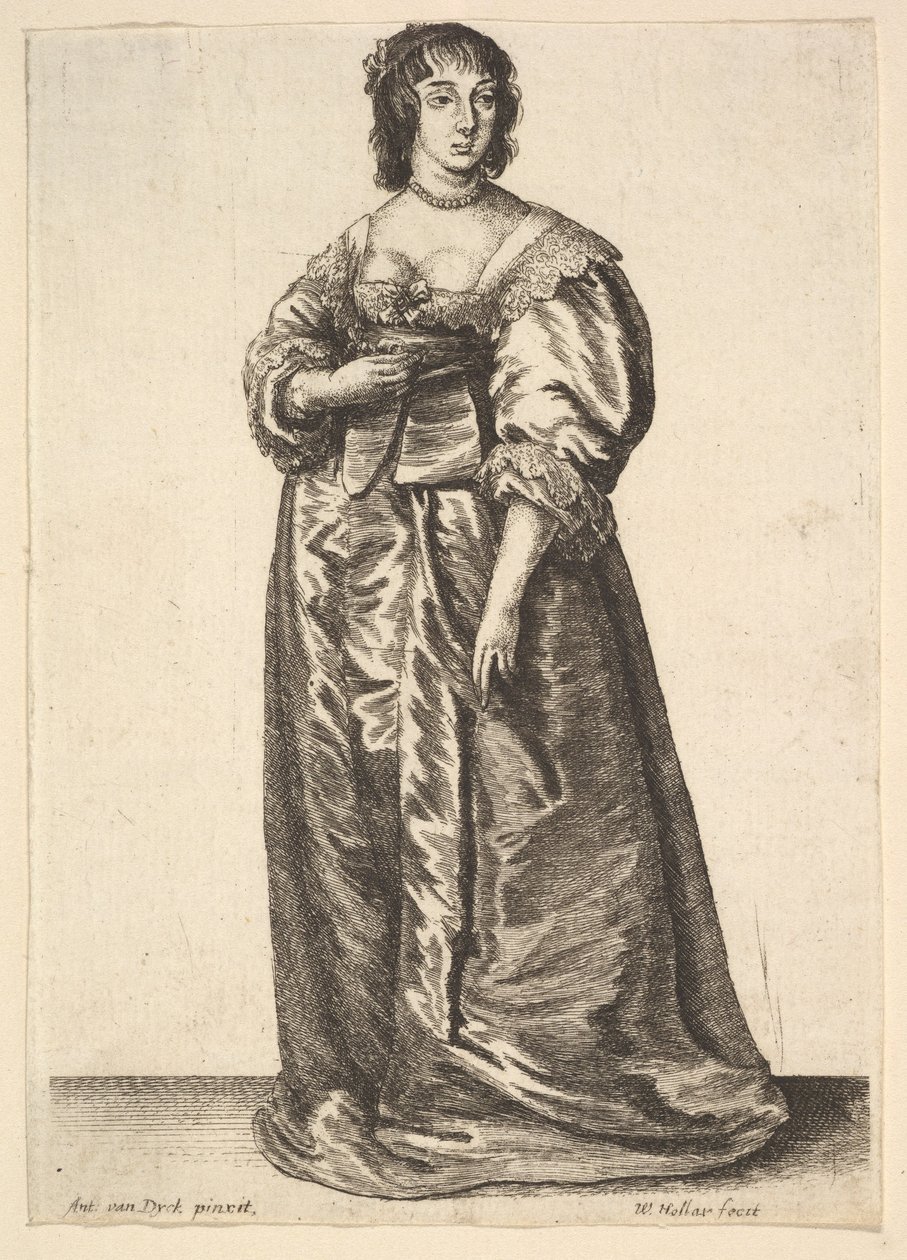 एंथोनी वैन डाइक के बाद पूरी लंबाई वाली महिला, 1625-77। द्वारा Wenceslaus Hollar