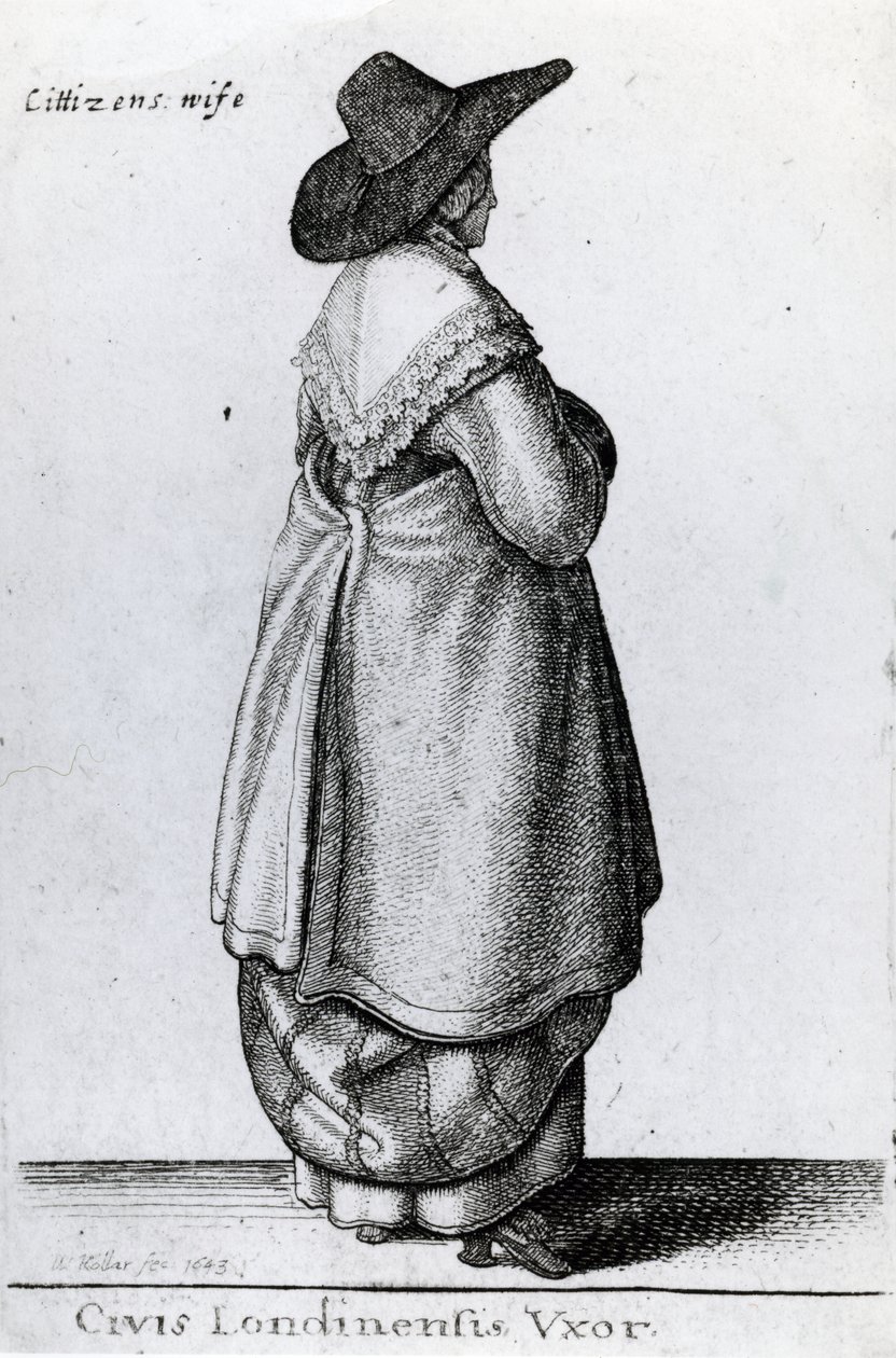 लंदन के एक नागरिक की पत्नी, 1643 द्वारा Wenceslaus Hollar