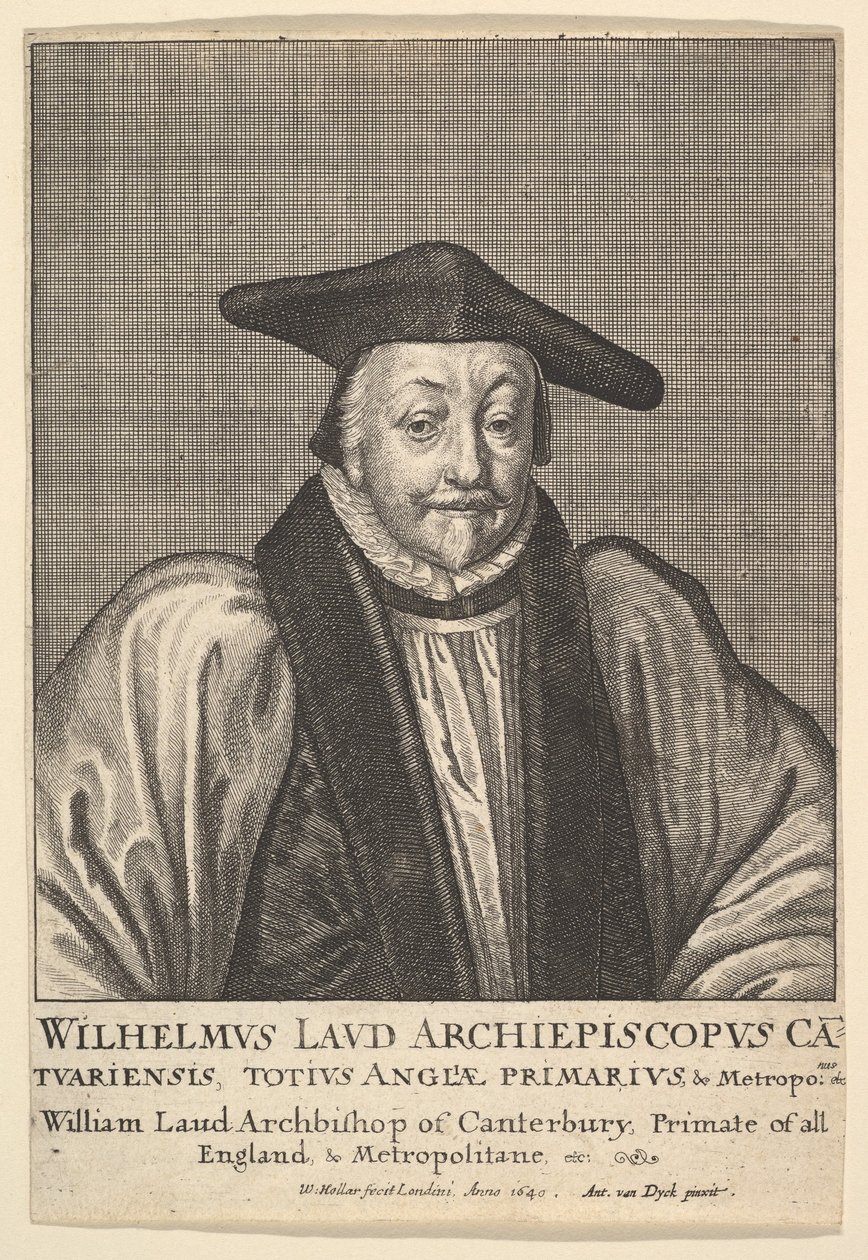 विलियम लॉड, कैंटरबरी के आर्कबिशप, 1641। द्वारा Wenceslaus Hollar