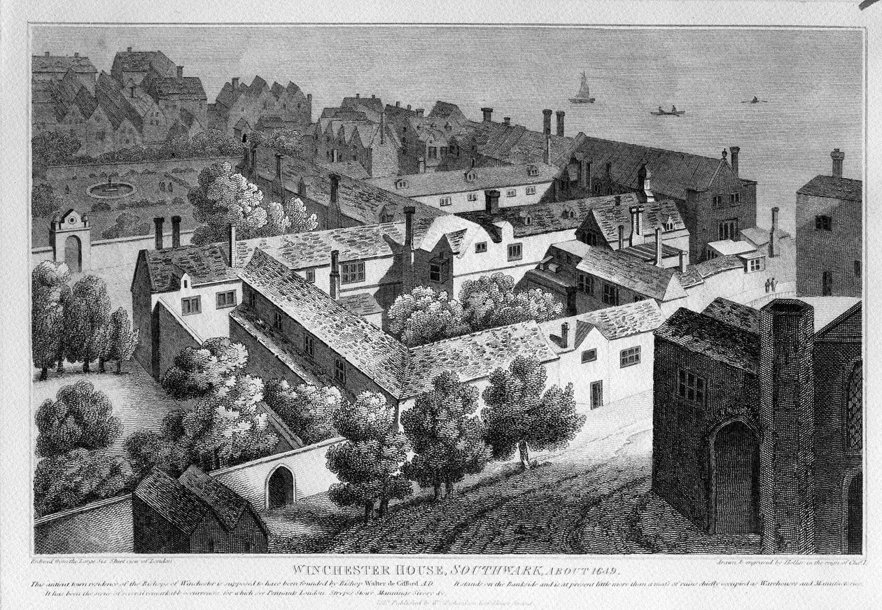 विनचेस्टर हाउस, साउथवार्क 1649 में, 1812 में प्रकाशित हुआ द्वारा Wenceslaus Hollar