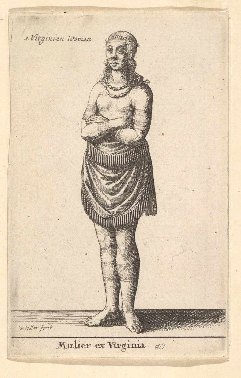 वर्जीनिया की महिला, कै। 1643। द्वारा Wenceslaus Hollar