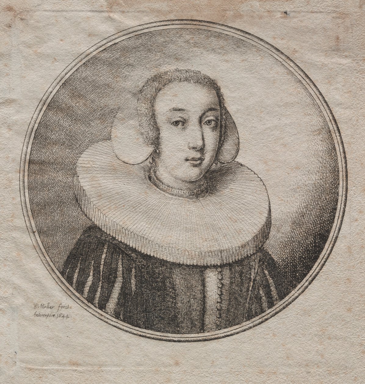 वूमन विथ अ मिलस्टोन रफ, 1644। द्वारा Wenceslaus Hollar