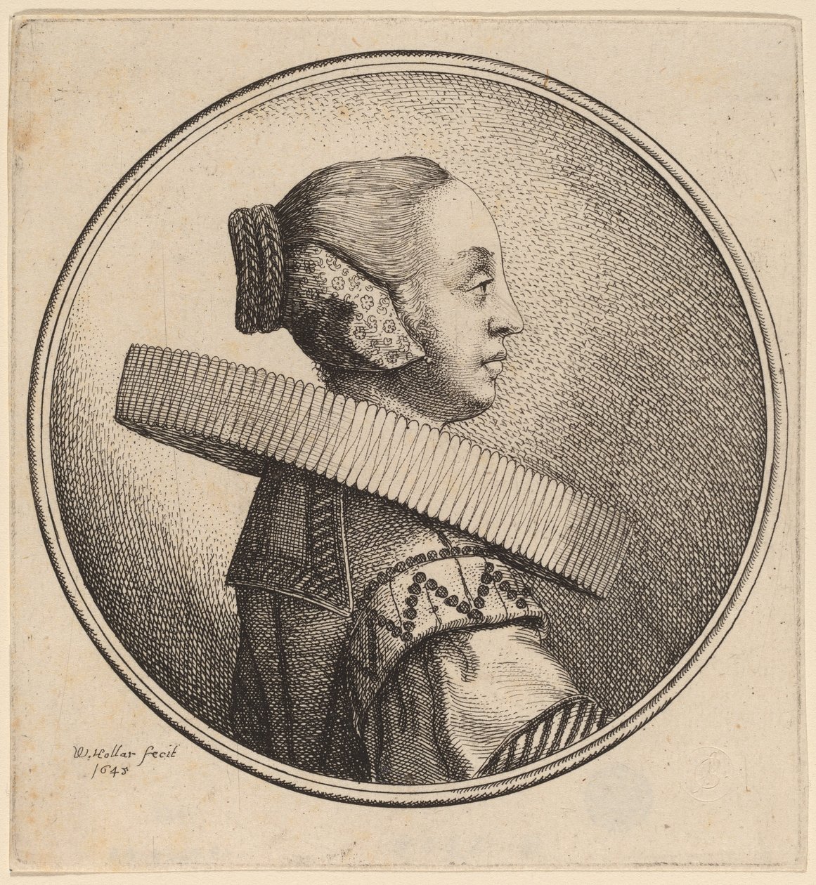 प्रोफ़ाइल में रफ़ वाली महिला द्वारा Wenceslaus Hollar