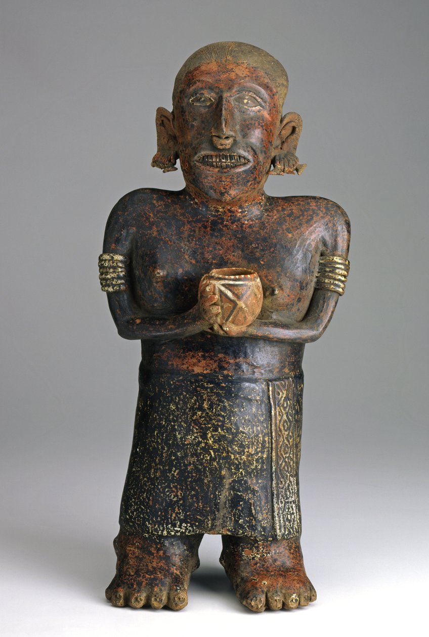 स्टैंडिंग फीमेल फिगर, c.200 BCE-300 CE (सिरेमिक विथ रेड, व्हाइट एंड ब्लैक स्लिप पेंट) द्वारा पश्चिम मैक्सिकन