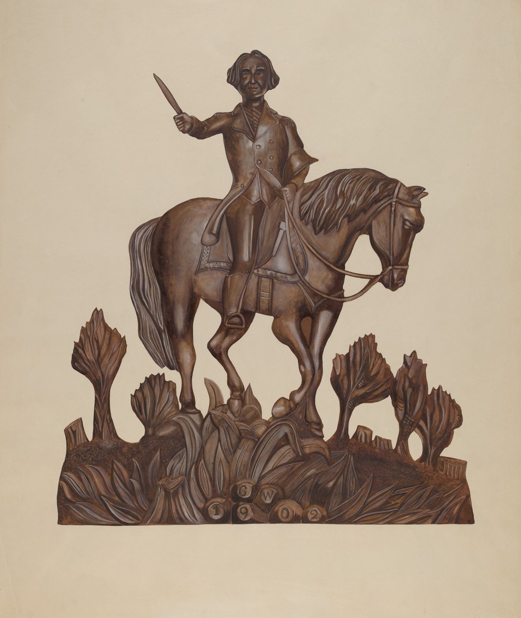 हॉर्सबैक पर जॉर्ज वाशिंगटन, c. 1938. द्वारा विल्बर एम राइस
